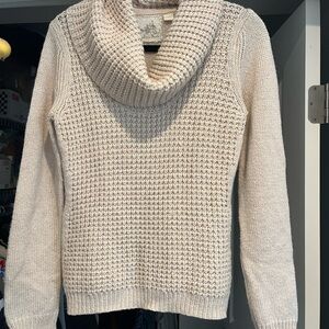 Anthropologie Knit Cream Cowl Neck Sweater